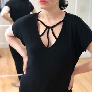 Express Blackberry v neck cross cross top